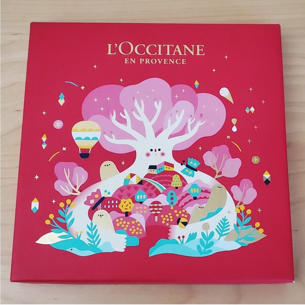Red Loccitane Gift box Empty (2019)+ Gift Wrap Tissue Paper
